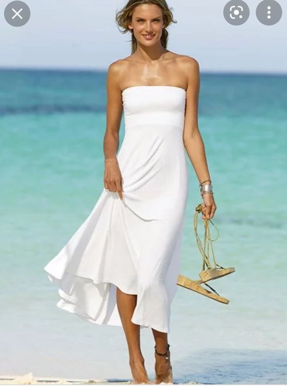 Victoria’s Secret Long White Strapless tube dress built in bra 34 D size medium